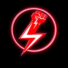 Power bacK Records lightening bolt fist logo